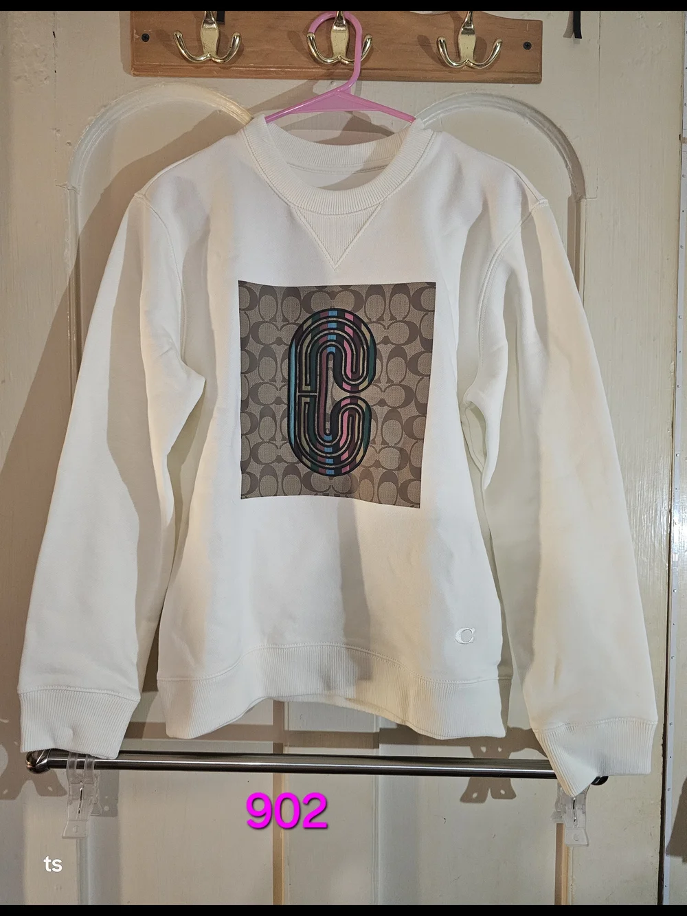 Coach Crew Neck Sweatshirt Limited Edition Cream Multicolor Logo